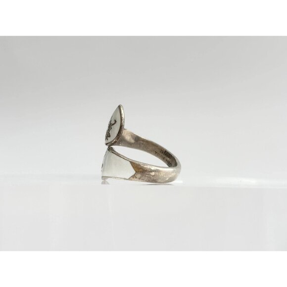 White Guilloche Wrap Siam Thai 925 Sterling Silver Vintage Ring - sz 5.25 - Picture 4 of 14